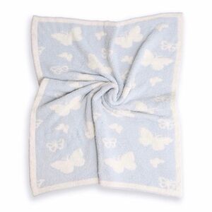 Soft Butterfly Baby Blanket for Kids - Light Blue
